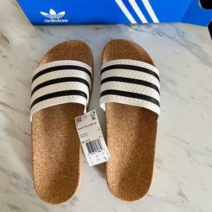 New in box, with tag ADIDAS cork slides.